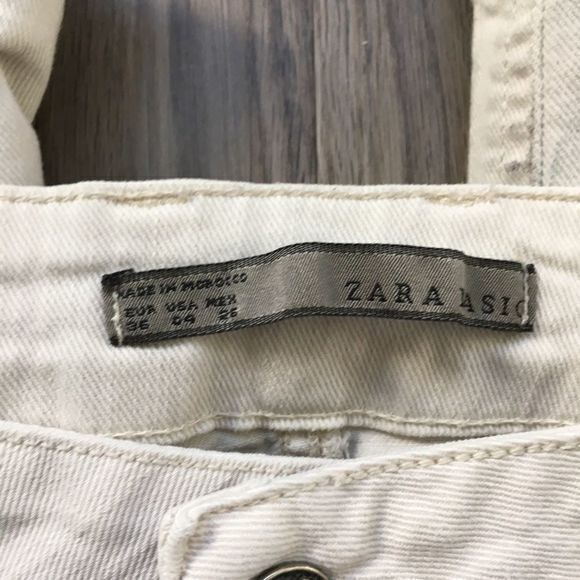 Zara Basic Straight Leg Jeans Pants Ivory Womens Size 4 - Picture 2 of 6